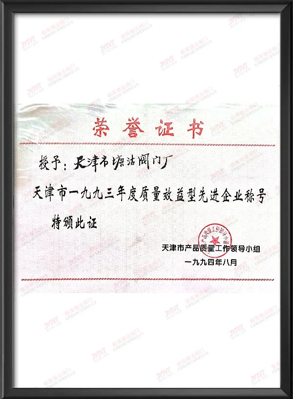 1993年度质量效益型先进企业称号