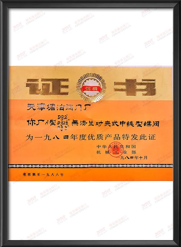 1984年优质产品-无法兰对夹式中线蝶阀
