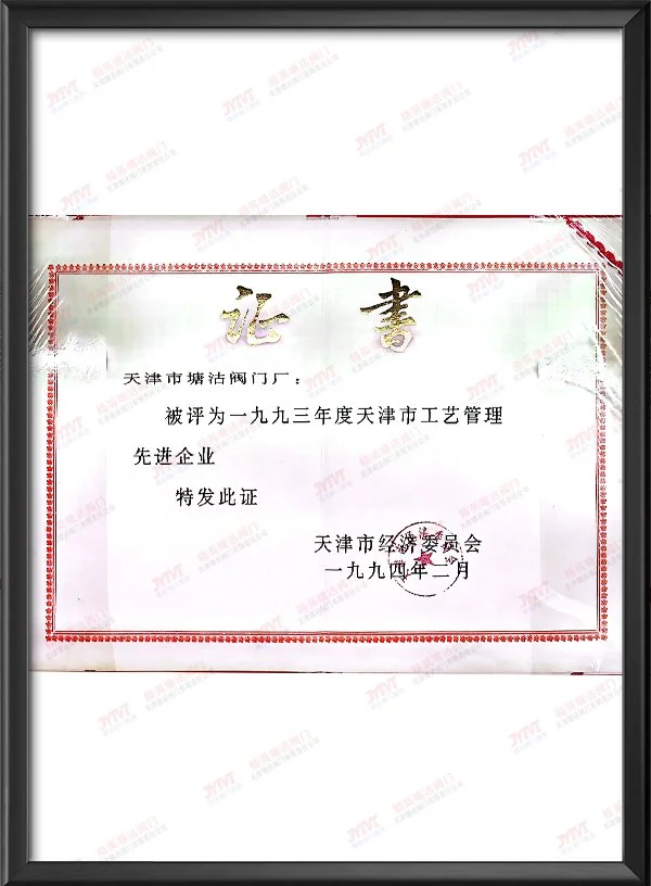 1993年度天津市工艺管理先进企业