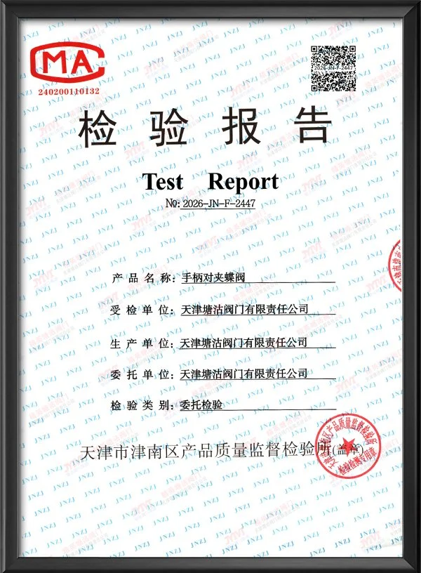 检验报告-手柄对夹蝶阀
